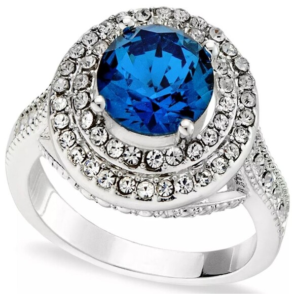 Charter Club Pavé Stone Halo Ring in Fine Silver Plate - Picture 1 of 8
